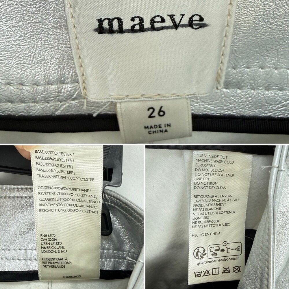 Maeve The Ettie High Rise Crop Wide-Leg Pants Metallic Faux-Leather Size 26 - Picture 9 of 16